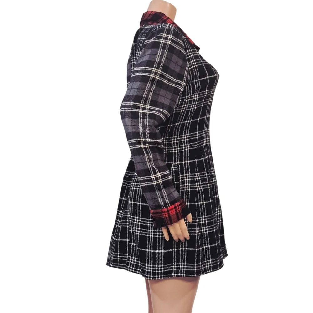 Tulip Janet Plaid Blue 100% Cotton Shirt/Dress Size M - Picture 9 of 12